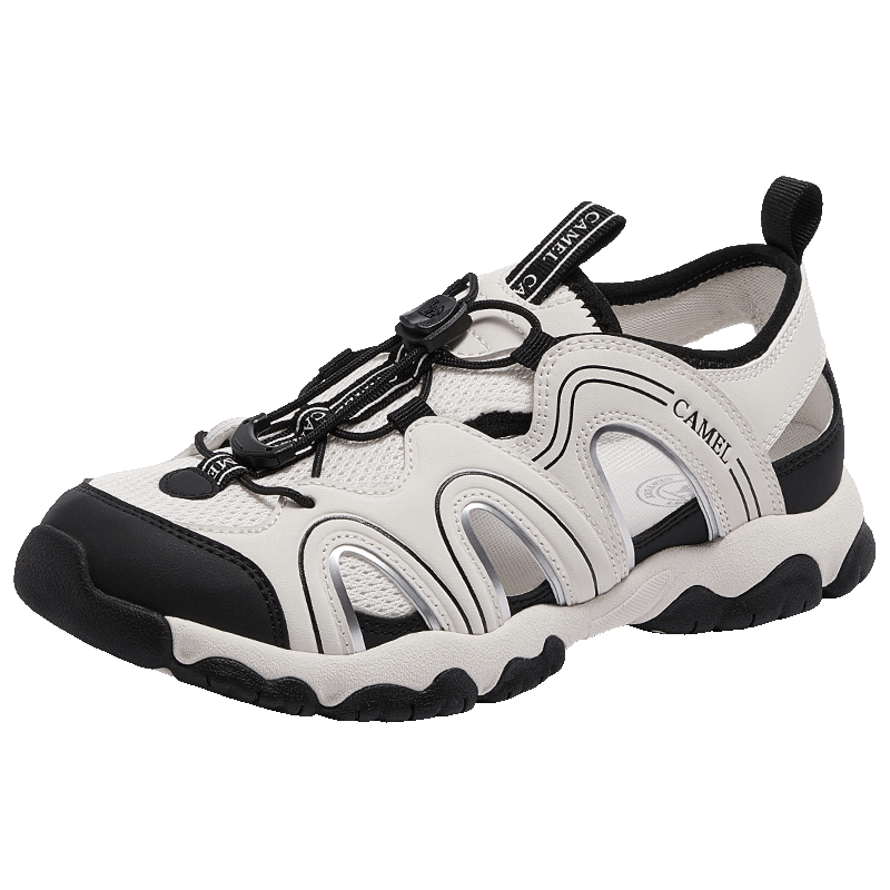 CAMEL Women's Outdoor Hollow Breathable Casual Hiking Sandals L26M076005 Off-White/Black Size 36
