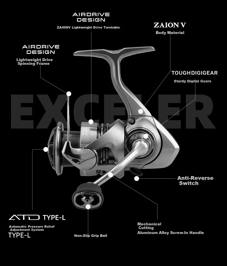DAIWA DAIWA23 Reel EXCELER LT Lure Spinning Reel Slant Micro Fishing General Purpose Long Cast 2500-XH 2
