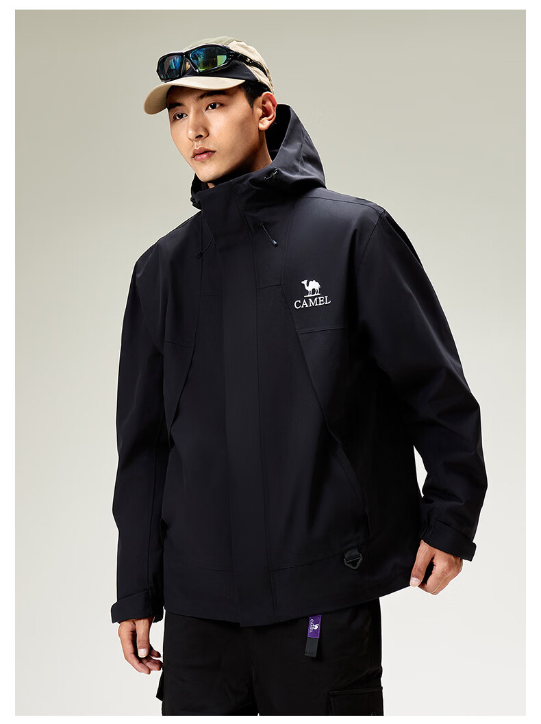 Camel Jiao Long Men's Softshell Jacket Wang Junkai Edition Hard Shell Spring Autumn Waterproof Mountaineering Jacket M34CAFO730D 4