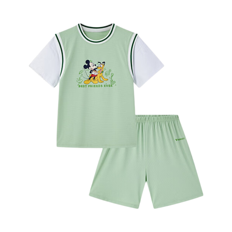 Disney Boys Summer Outfit 2026 New Stylish Kids Short Sleeve Quick-Dry Sports Two-Piece Set