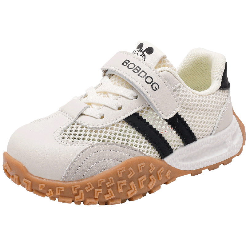 Babu Bean Boys' Summer Single Mesh Breathable Casual Low-top Running Shoes Children's Sports Shoes 103562073 Beige/Black Size 35