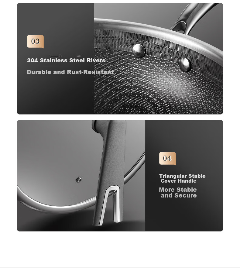 Midea Non-Stick Wok, Household Frying Pan, Flat Bottom Pan, 316L Stainless Steel Cooking Pot, Compatible with Induction Cooker And Gas Stove, Frying Egg Pa 20