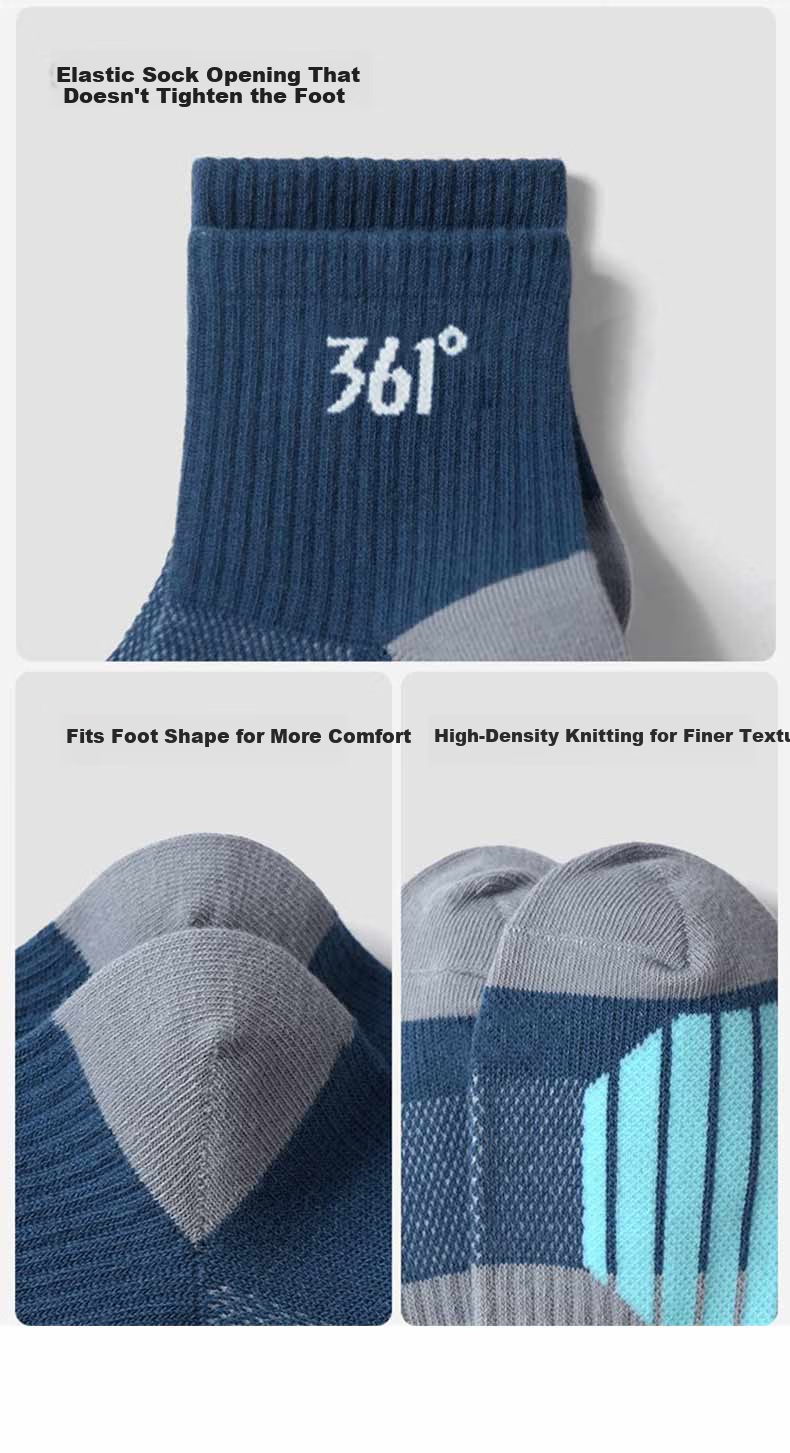 361° Men's Summer Sweat-Absorbing Odor-Resistant Mid-Calf Running Outdoor Sports Socks Mixed Colors [6 Pairs, One Size] 13
