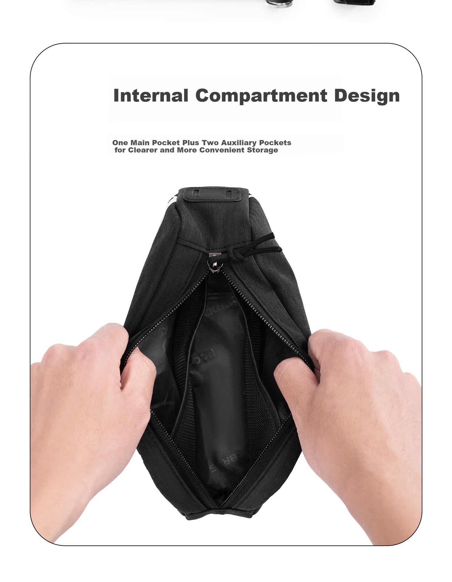 ROCKBROS Bicycle Front Frame Bag Top Tube Bag Crossbar Bag Phone Bag Mountain Road Bike Head Tube Bag Black 7