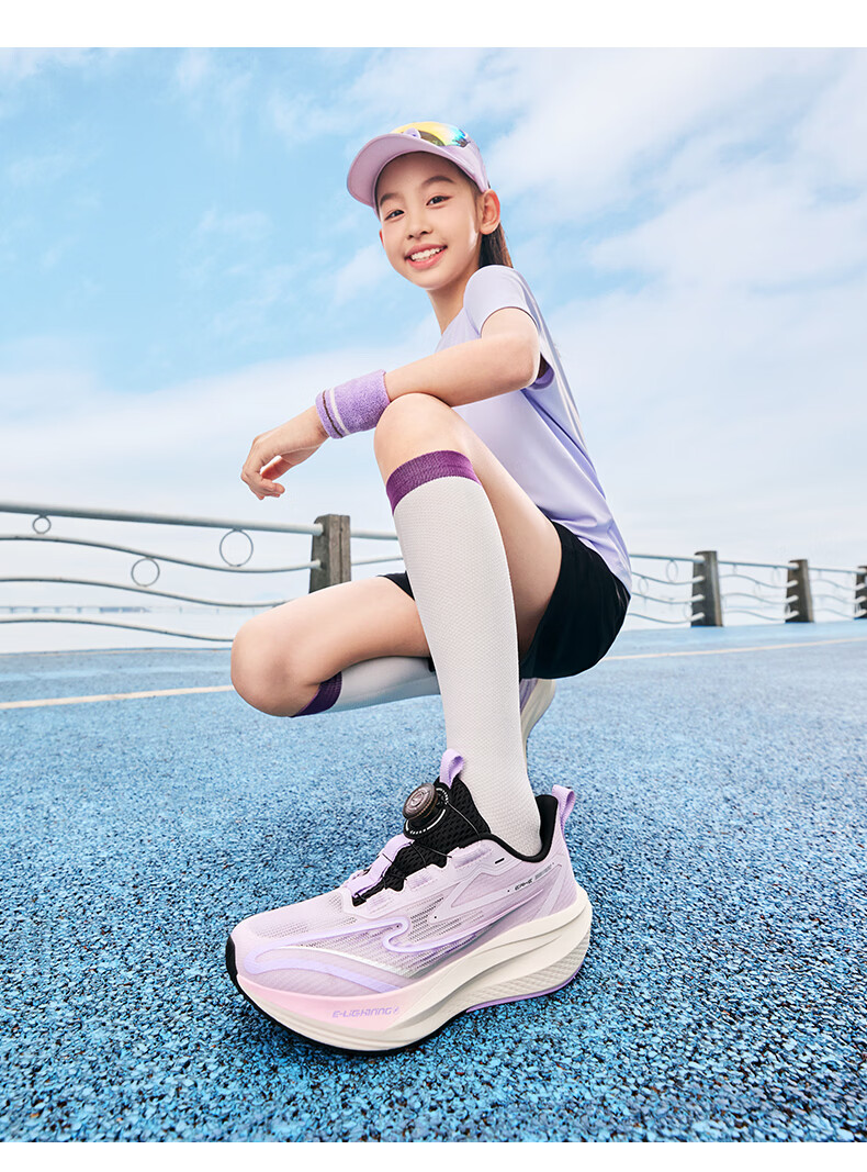 ERKE Kids Unisex Shock Absorption Sports Shoes Children's Dial Running Shoes Microcrystalline White/Signal Red Size 39 36