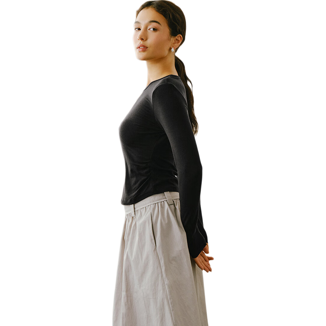 Semir Long-Sleeve T-Shirt for Women, Slim-Fit, Heat-Generating, Fleece-Lined, Solid Color Top 109725101010