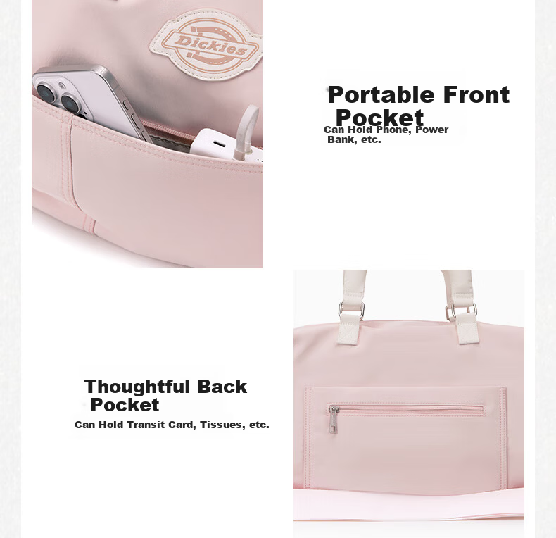 Dickies Large Capacity Crossbody Handheld Travel Bag Lightweight Durable Water-Resistant Sports Gym Bag Pink Purple 4
