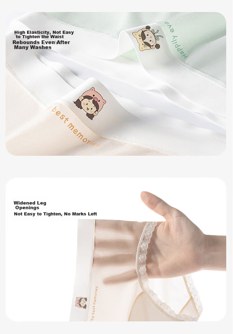 Hodo Girls' Ice Silk Comfortable Breathable Developmental Period Triangle Underwear Summer Thin Antibacterial Seamless 4-Pack 12