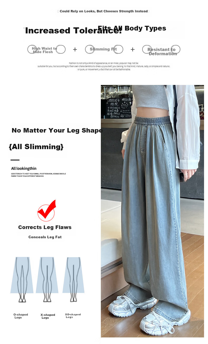 FitonTon Women's Casual Tencel Jeans 2026 New Spring Summer Loose Draped Wide-Leg Slimming Versatile Pants 5