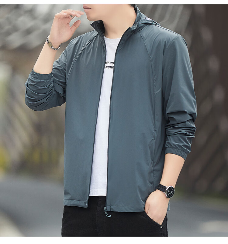 ROMON Men's Summer Thin Ice Silk Quick-Dry Breathable Outdoor Sun Protection Jacket 2601 Dark Blue 2X 21