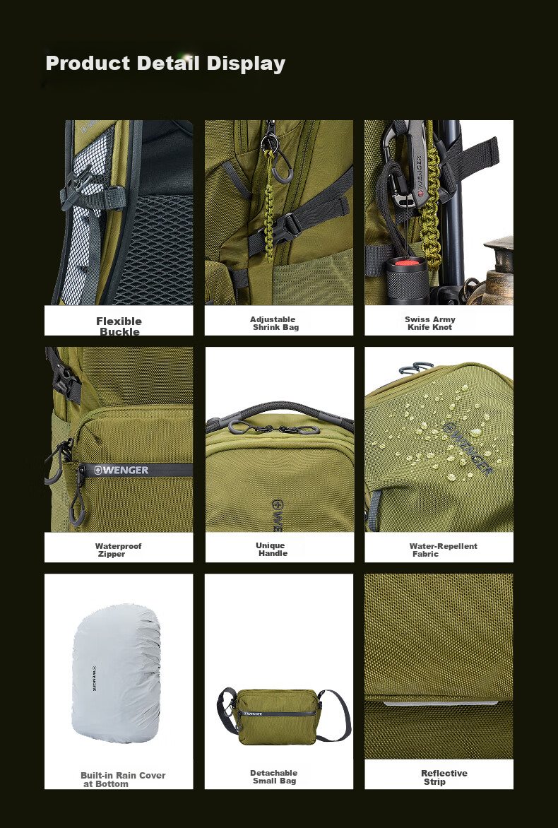 Weigo Waterproof Large Capacity Lightweight Backpack for Travel, Hiking, Outdoor, Commuting, Unisex 15