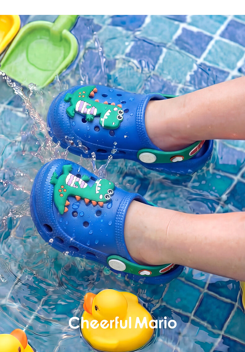 Cheerful Mario Kids Summer Slippers Boys Girls Toddler Cartoon Beach Sandals Non-slip Soft Sole Indoor Closed-toe Baby Clogs 23
