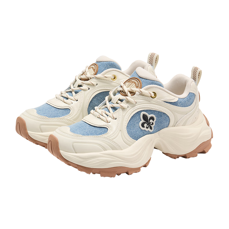 PALLADIUM New Trendy Versatile Dad Sneakers for Women Casual Breathable Height Increasing Shoes Blue Single Layer Size 37