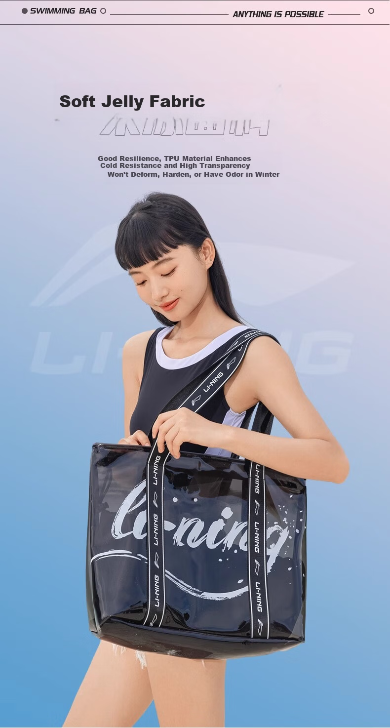 LI-NING Women's Waterproof Swim Bag Dry and Wet Separation Professional Storage Swimming Training Outdoor Shoulder Bag 725-White 7