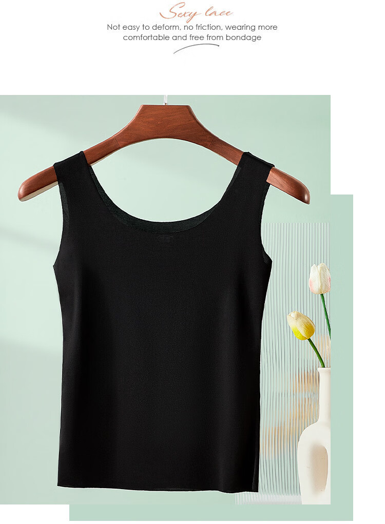 Langsha Women's Summer Thin Ice Silk Seamless Slim Fit Sleeveless Camisole Vest 2-Pack 5