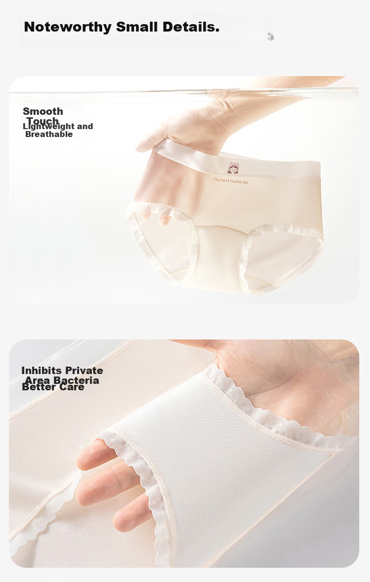 Hodo Girls' Ice Silk Comfortable Breathable Developmental Period Triangle Underwear Summer Thin Antibacterial Seamless 4-Pack 11