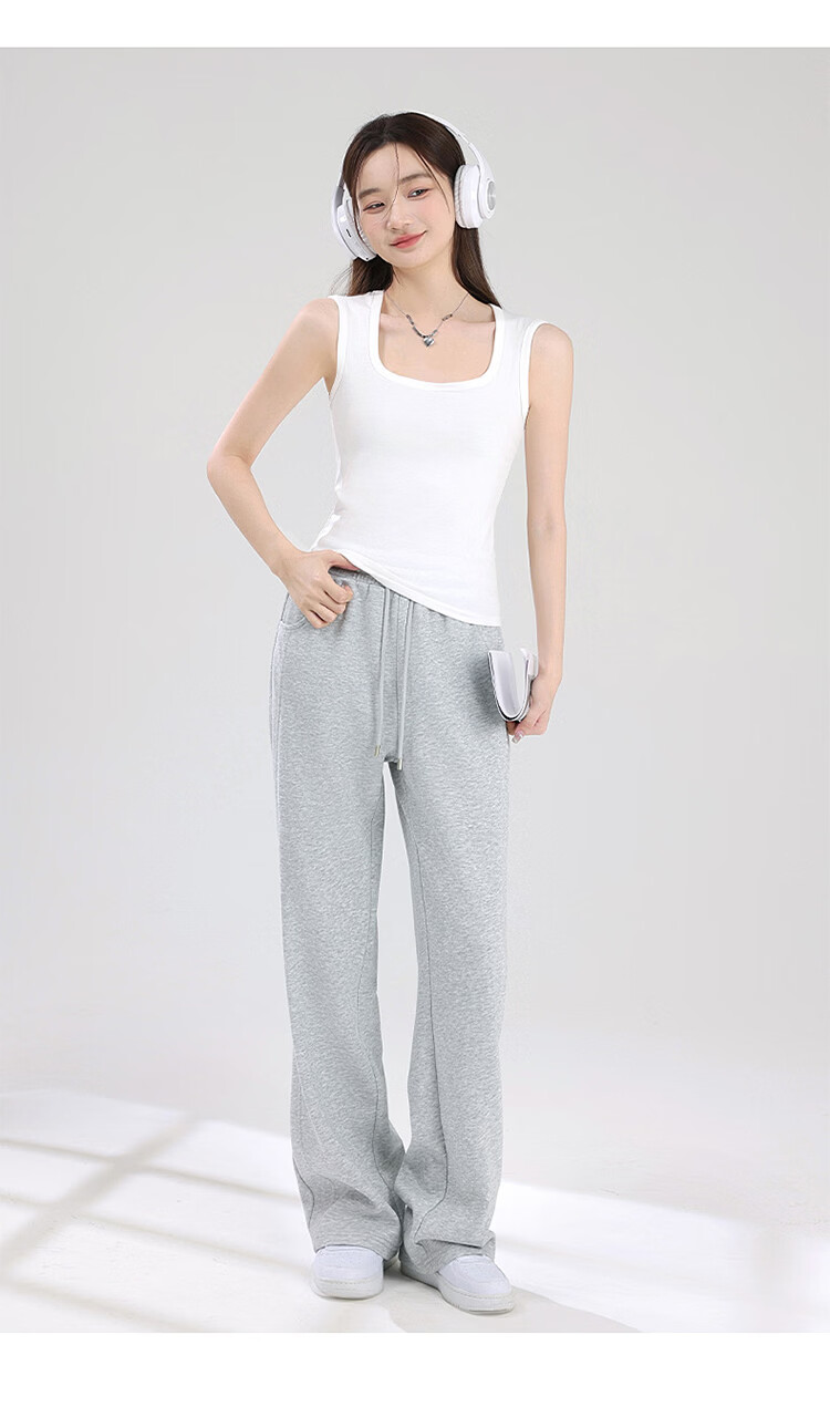 FitonTon Women's Ribbed Casual Slim Fit Tank Top, Comfortable and Versatile, Off-White + Heather Gray, Size L 11