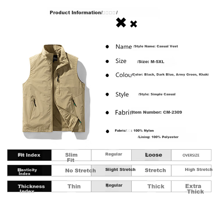TUCANO Men's Vest Spring Summer Outdoor Fishing Photography Jacket Deep Blue 4XL Father's Day Gift 12