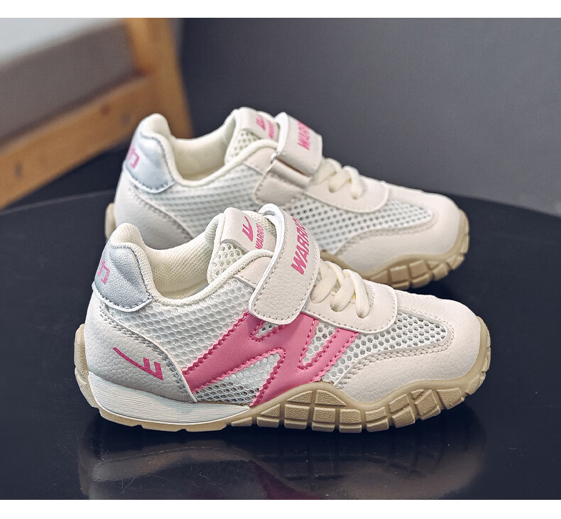 Warrior Boys Summer Sports Shoes Single Mesh Children's Running Shoes Breathable Girls Mesh Shoes WZ-2026 Beige/Purple 34 9