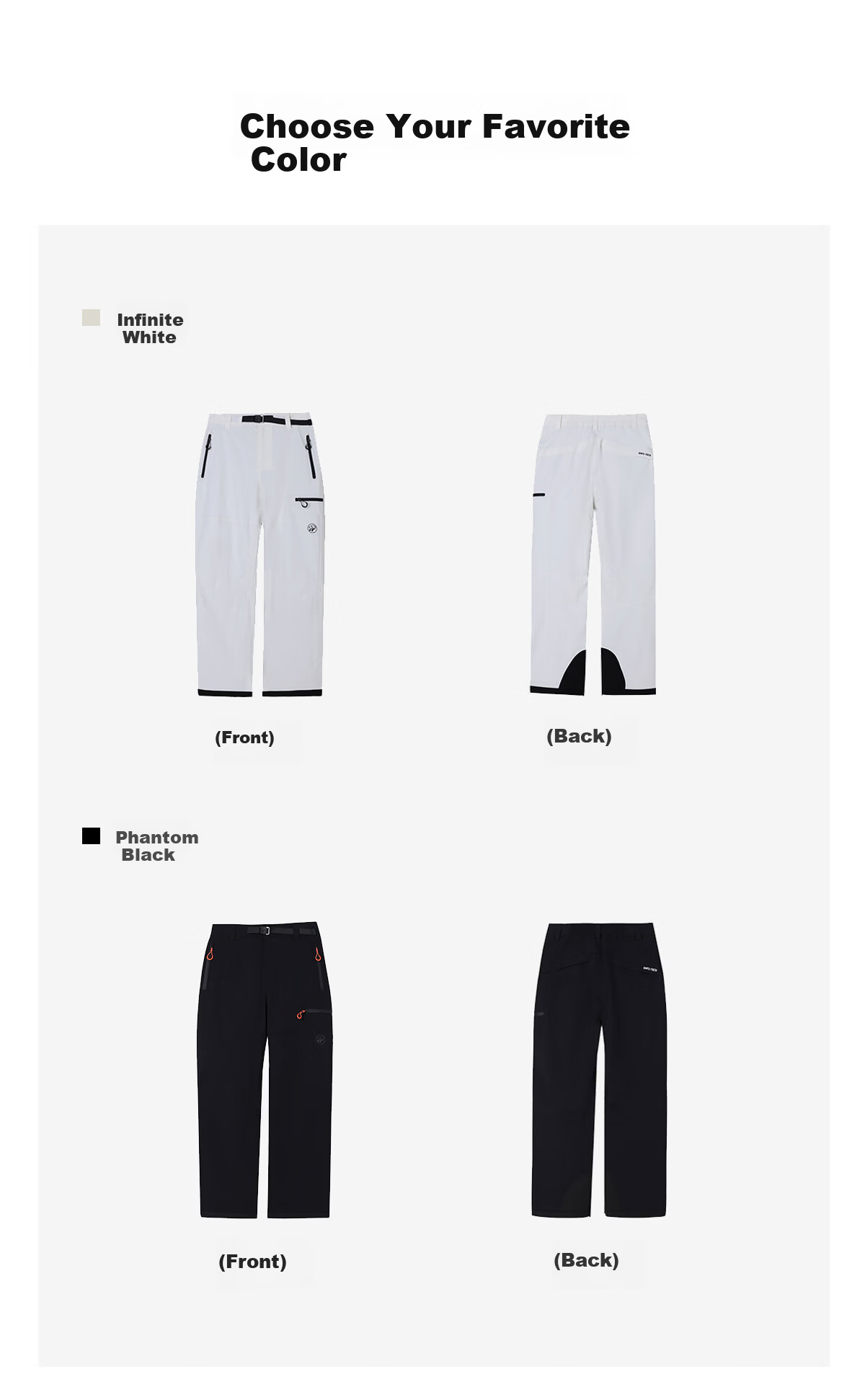 Panda Camel Series Three-Proof Single-Board Ski Pants Unisex Windproof Water-Repellent Straight-Leg Wide-Leg Outdoor Pants 8652 Black, M 25