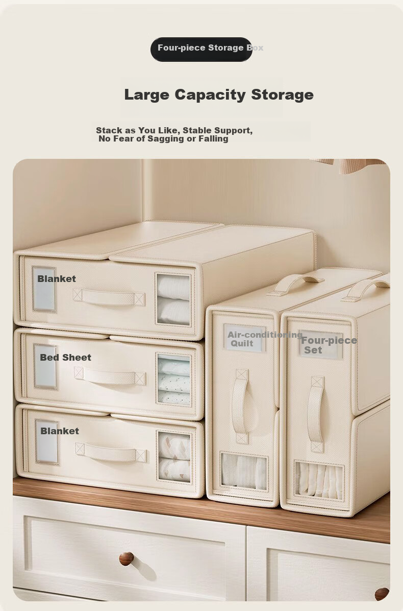 40,000 KM Wardrobe Bed Sheet Four-Piece Set Storage Bag Multifunctional Clothes Organizer Box Foldable Household Storage Box Tool 4