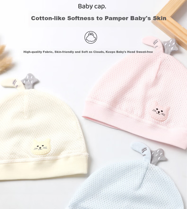 Benaxi Baby Hat Summer Thin Newborn Soft Fontanelle Cap Infant Spring Summer Cooling Hat Toddler Summer Hat 9