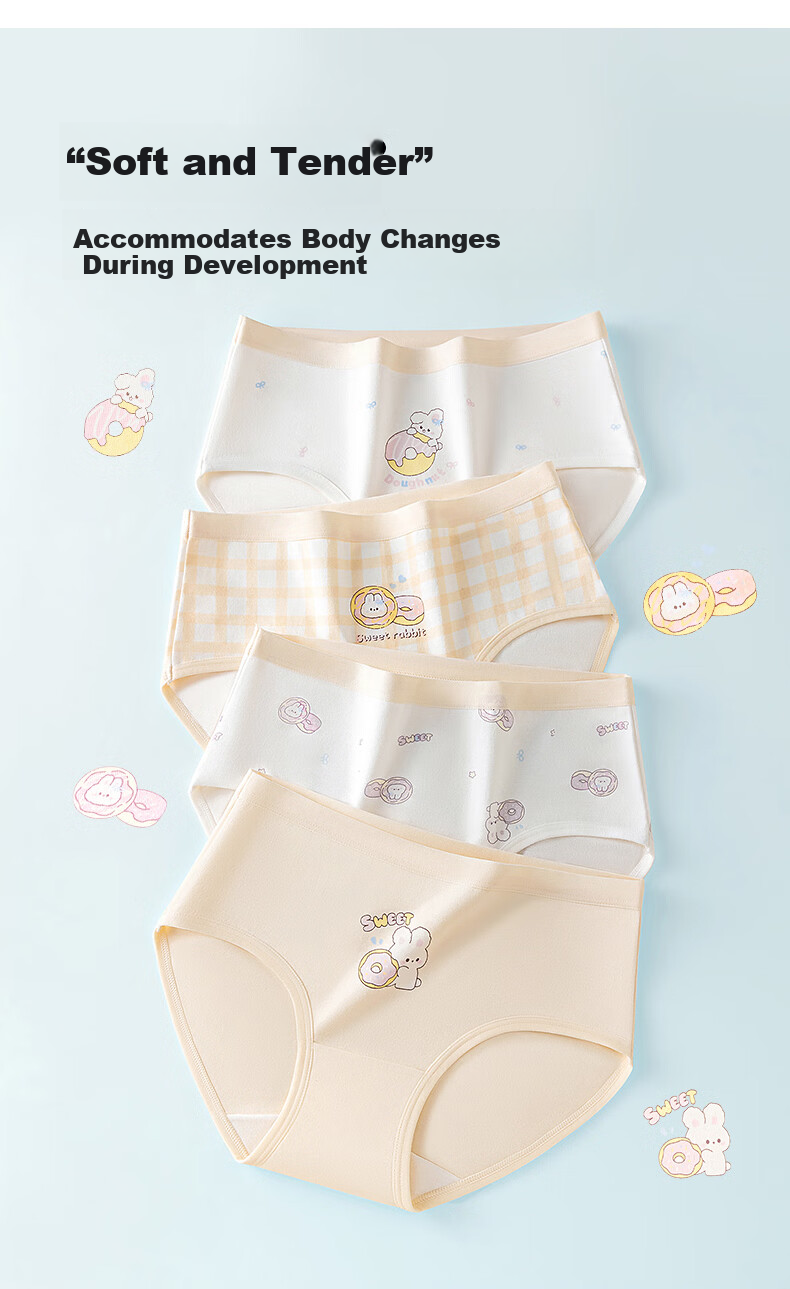 LangSha Children's Underwear, Girls' 95% Cotton Shorts, Big Kids' Boxer Briefs, No Wedgie, Breathable Boyshorts, Comfortable, 4-Pack 15