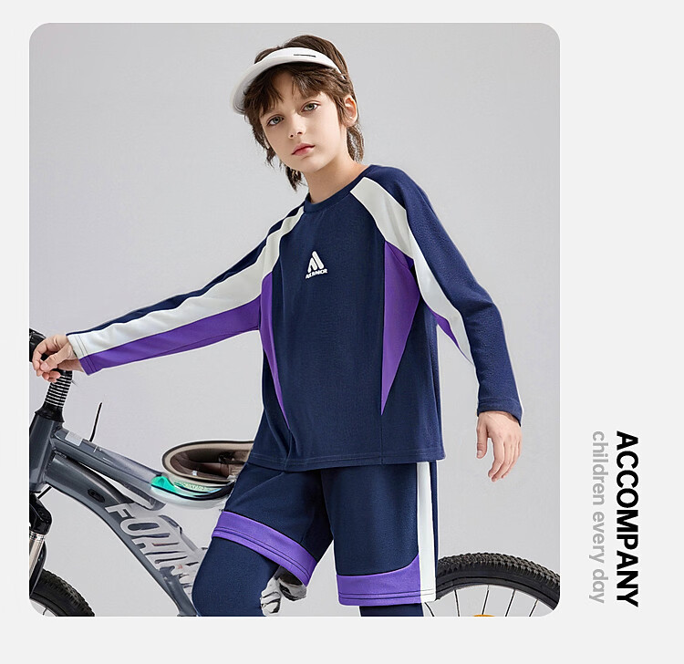 ASK JUNIOR Kids Set 2026 Spring Boys Long Sleeve T-Shirt and Casual Pants Sportswear Navy Blue 160 10