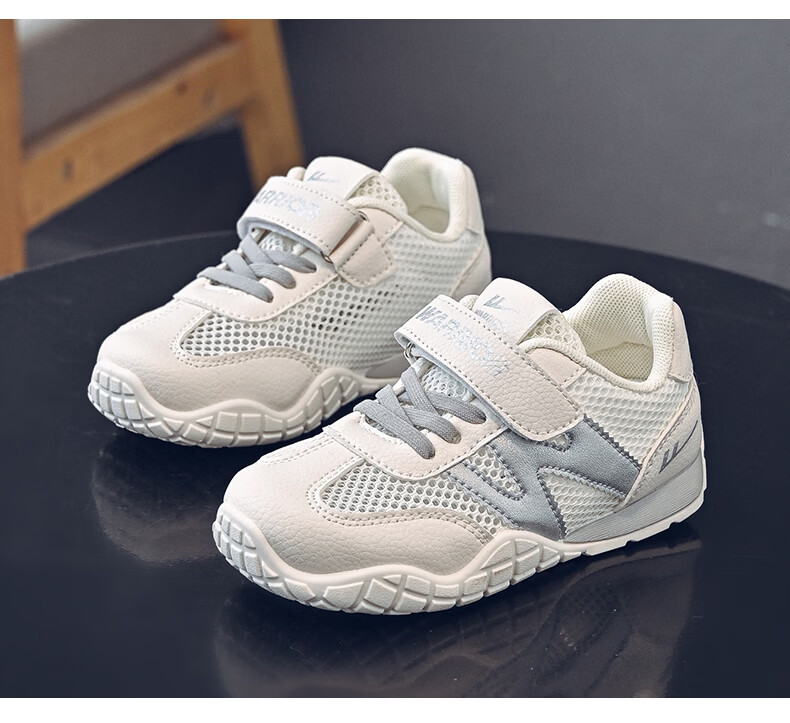 Warrior Boys Summer Sports Shoes Single Mesh Children's Running Shoes Breathable Girls Mesh Shoes WZ-2026 Beige/Purple 34 7