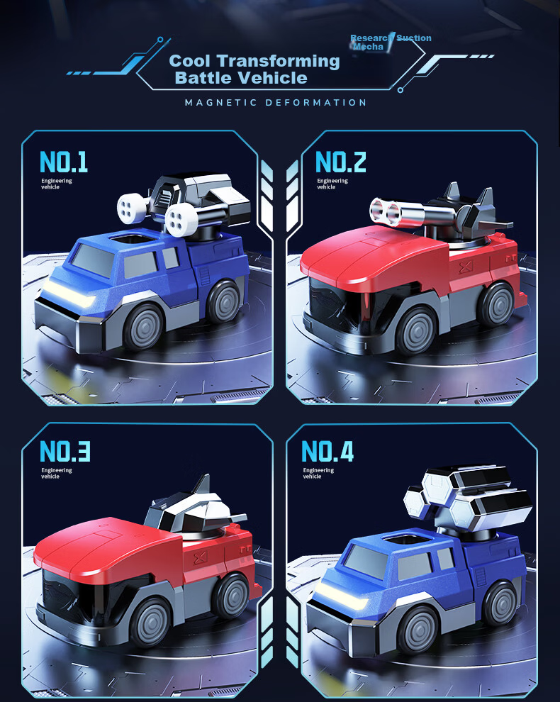 Guangduola Children's Toy 3-6 Years Magnetic Robot Transformable Building Block Model Car Boys Birthday New Year Gift 4
