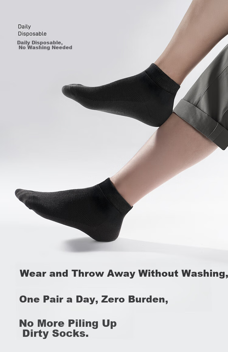 BANANA TRIP Disposable Men's Mid-Calf Socks [10A Antibacterial] Cotton Winter Daily Use Vacuum Compressed Gray 6 Pairs 4