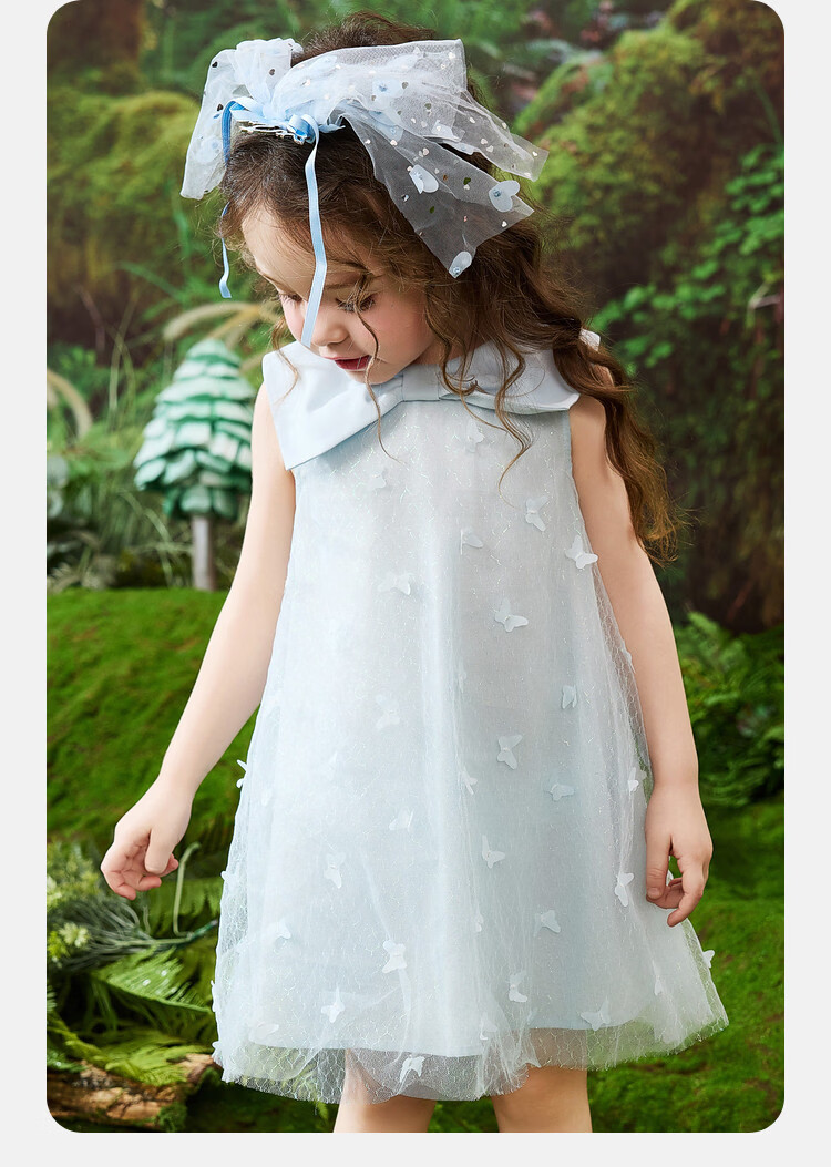 ASK JUNIOR Summer Kids Sleeveless Vacation Dress Toddler Mesh Princess Dress for Girls 14