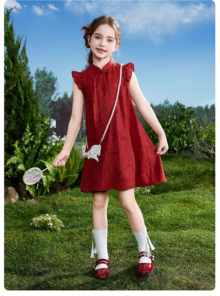 ASK JUNIOR Children's Dress Girls Summer Chinese Style New Traditional Princess Dress for Older Kids 16