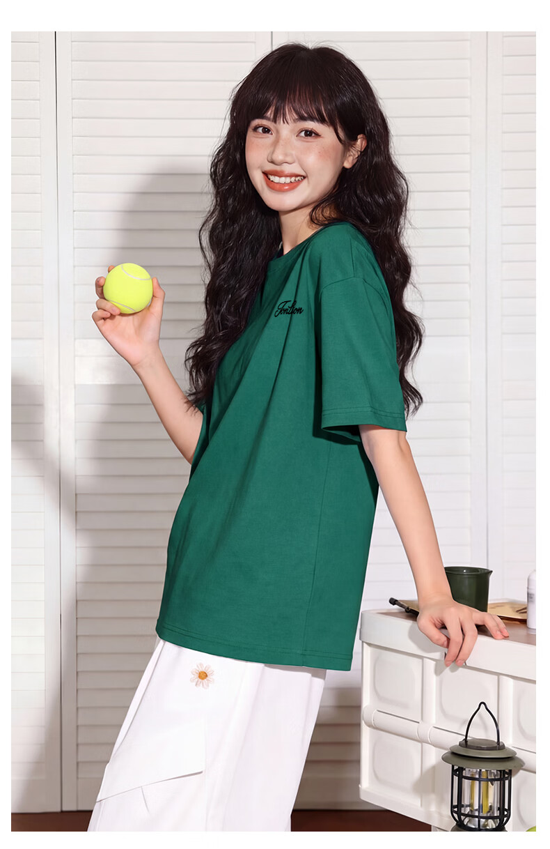 TonLion Cotton Short Sleeve T-Shirt Women Summer Trendy Loose Slim Fit Half Sleeve Top Simple Base Shirt 10