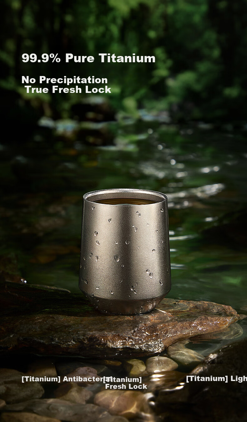 SIMELO Pure Titanium Coffee Cup Unisex Beer Mug Owner's Cup Latte Cup Tea Cup Outdoor Office Home Desktop Water Cup 3
