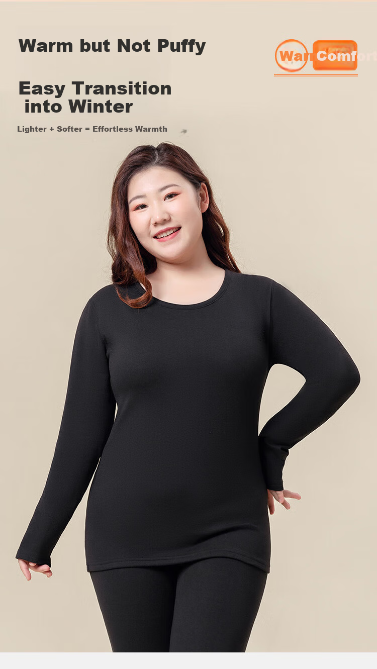 LangSha Plus Size Thermal Underwear Women Wool Silk 10A Antibacterial Mite-Resistant Large Size Autumn Top and Bottom Set for Plus-Size Women 4
