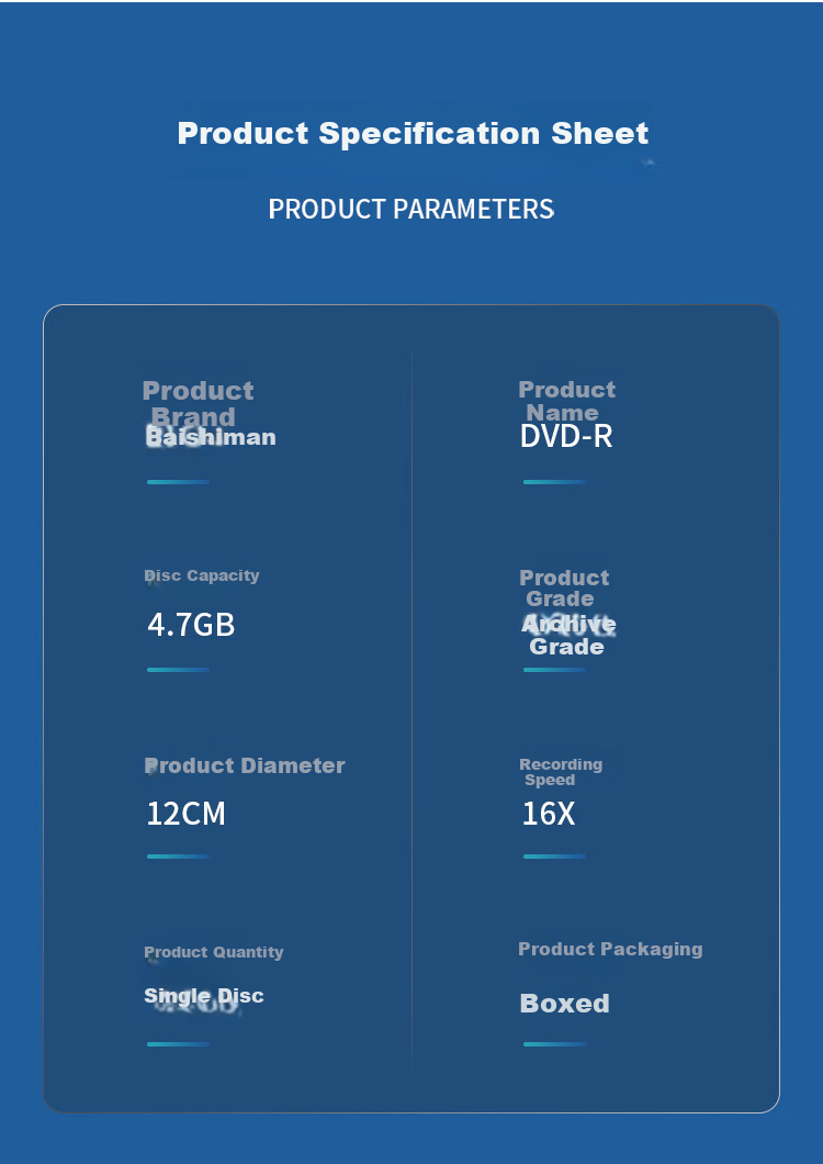Baishiman DVD-R Disc/Recordable Disc 16x Speed 4.7GB Archive Grade Single Pack Blank Disc 7