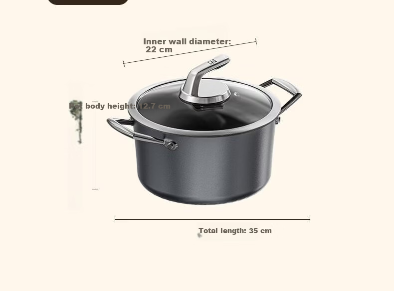 Alluflon Aluflon Pure Titanium Soup Pot Healthy 0-Fluoride Non-Coated Stew Pot Steaming Cooking Induction Gas Stove Compatible 22cm 23