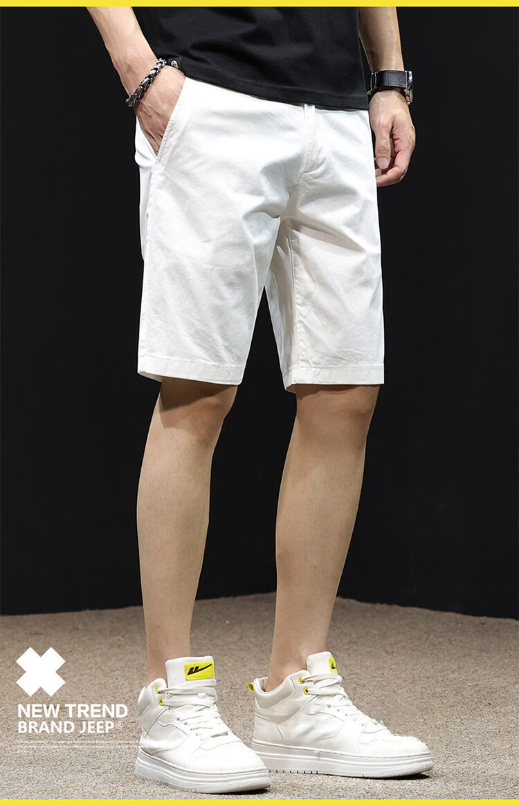 JEEP Men's Summer White Straight Casual Loose Fit Five-Point Shorts White 29 11