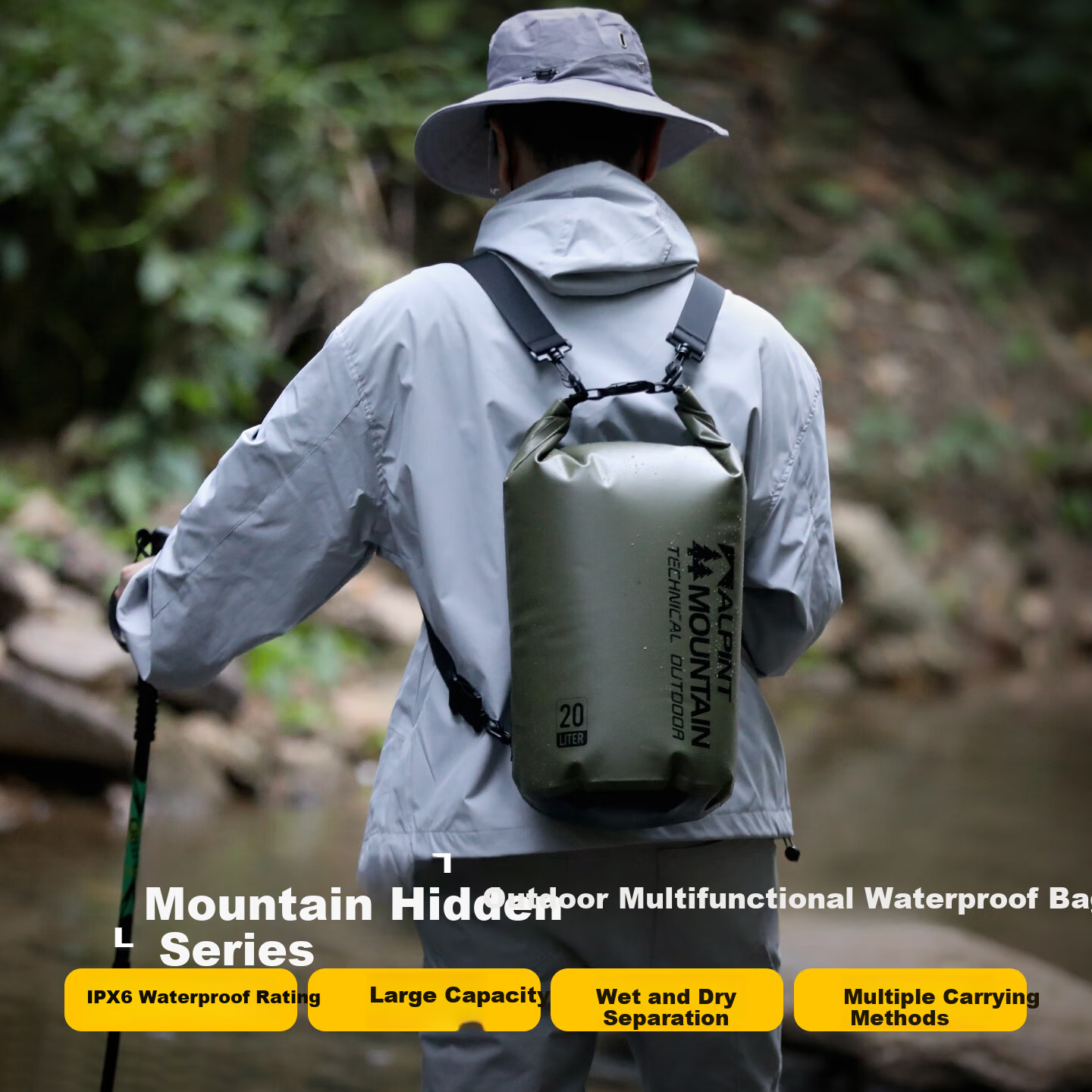 ALPINT MOUNTAIN Waterproof Multifunctional Backpack with Wet and Dry Separation for Outdoor Diving Snorkeling Swimming Creek Hiking Rafting