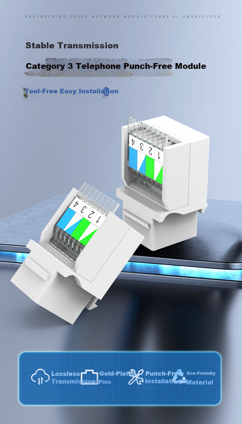 Guanghang CAT3 Voice Telephone Module CAT3 Phone Plug-Free Module RJ11 4-Core Gold-Plated Communication Network Socket Telephone Line Panel Module GH-3EM 1