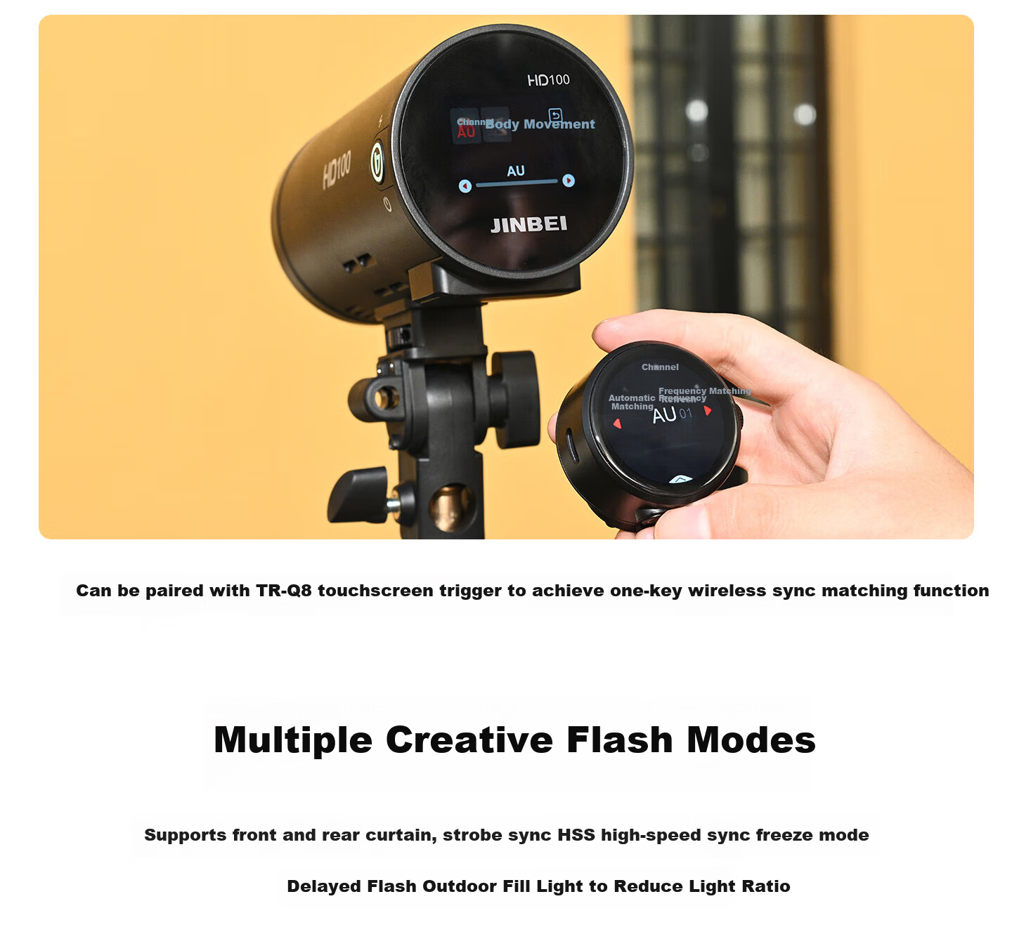 JINBEI HD100 Portable Off-Camera Flash LED Fill Light Lithium Battery TTL High-Speed Photography Camera Lighting Indoor Outdoor HD-100MAX Standard Kit 16