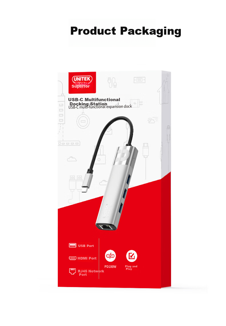 Superior Type-C to Ethernet Docking Station 4K HDMI Display Expansion Thunderbolt 4 to Ethernet Adapter USB 3.0 Hub Compatible with Huawei Apple MacBook Neo 23