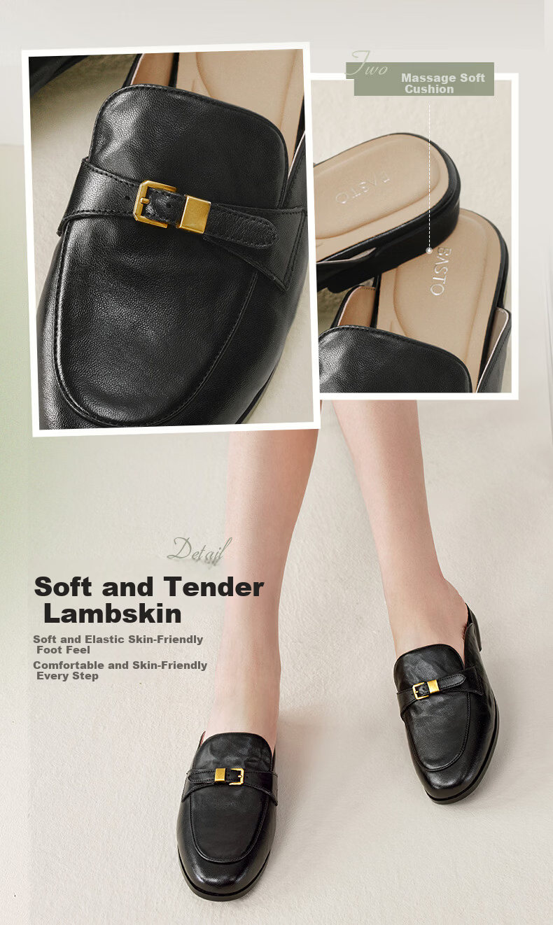 Basto [Jazz Vinyl] 26 Spring British Ultra-Soft Lambskin Loafers Women Single Shoes UXS01AA6 Off-White 38 15