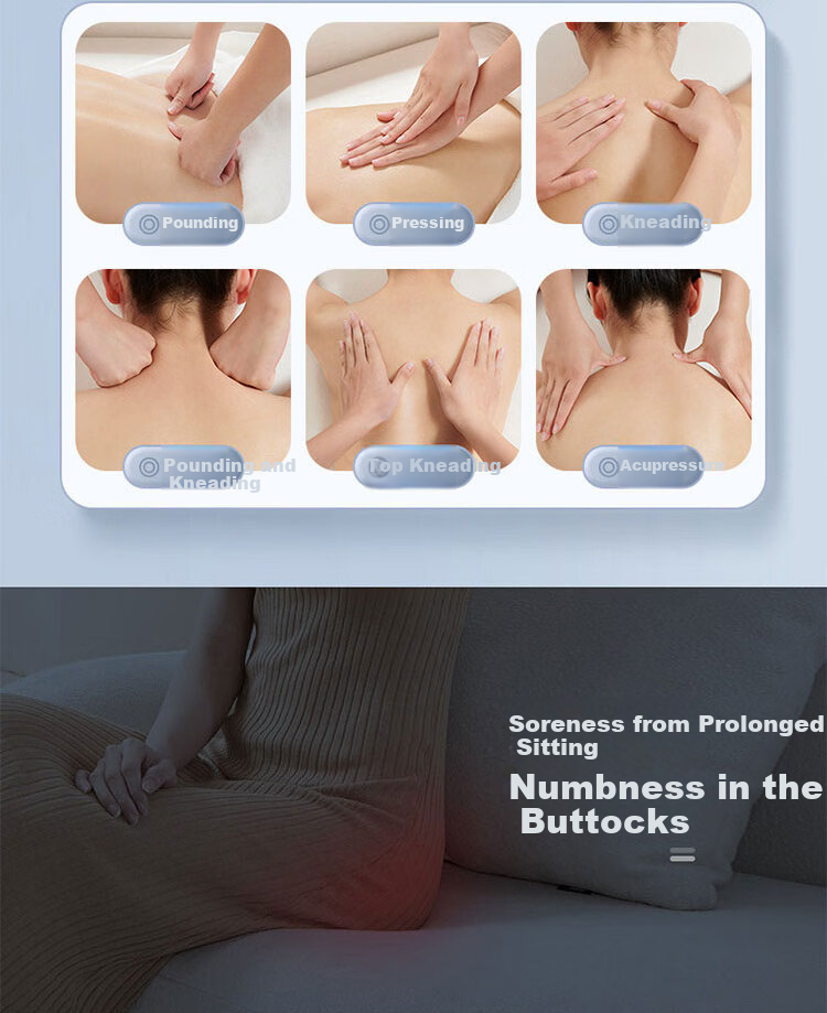 AUX 12D-K500 Massage Cushion Seat Pad Neck Massager Shoulder Waist Back Straight Rail Massager Gift for Parents and Girlfriend Birthday Holiday 12