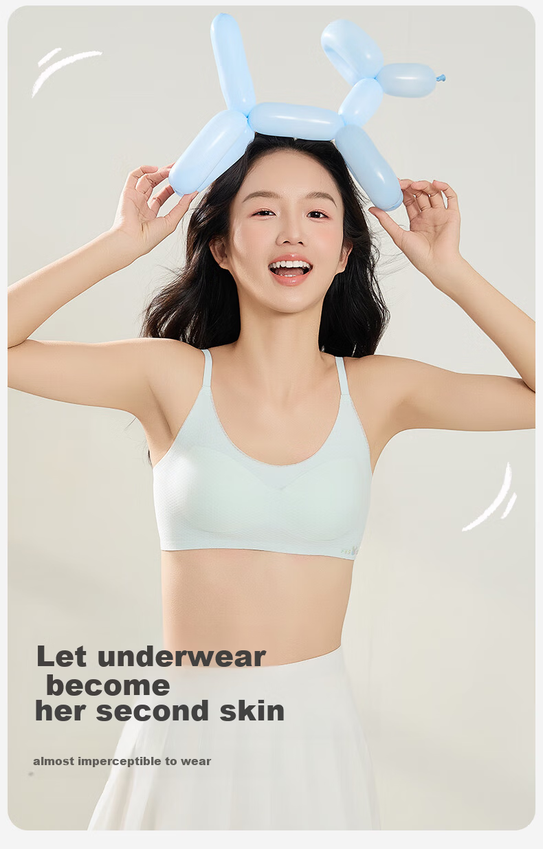 Bingxue Kapok Girls' Underwear 10-16 Years Old Junior High School Development Stage 2-3 Antibacterial Thin Girls' Bra 7A 9