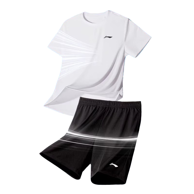 LI-NING Kids Set 2026 Summer New Boys Quick-Dry Sports Short Sleeve and Shorts Big Kids Casual Competition Set