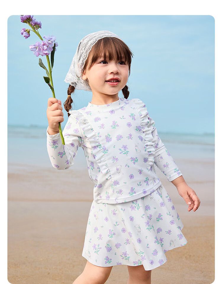 Balabala Kids Swimwear Girls 2026 New Split Sunscreen Chlorine-Resistant Swimming Set Skirt Outdoor Beach Two-Piece 20