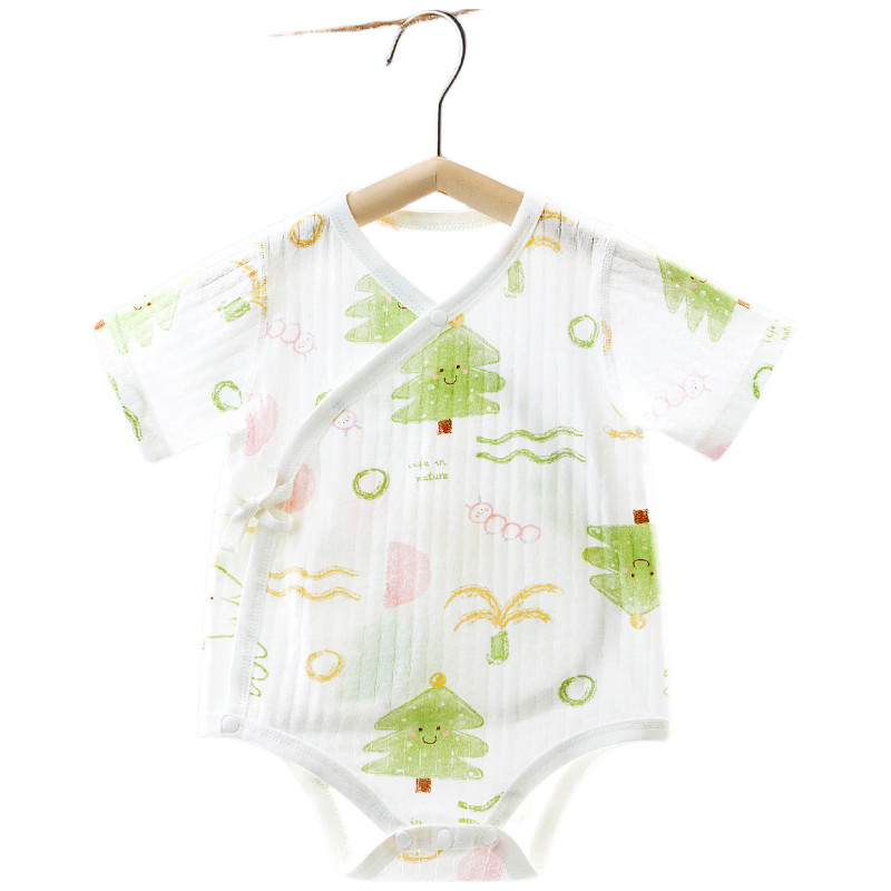Aibedila Baby Romper Spring Summer Short Sleeve Newborn Cotton Bodysuit Size 80