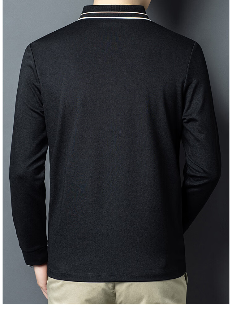 Edenbo Men's Long Sleeve Polo Shirt Cotton Mulberry Silk Black 185/100A (3XL) 17